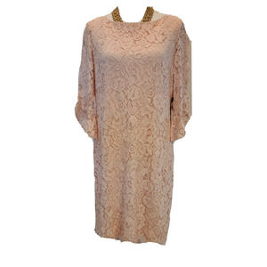 New Jessica Howard Womens Pale Pink Lace Bell Sleeve Lined Party Dress size 12